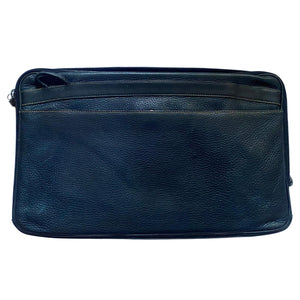 1980s Gucci Navy Blue Leather Document Holder Zipped Briefcase Handbag