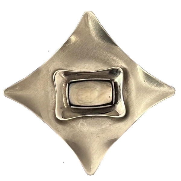 1960s Double RHOMBUS Shape Silver Metal Pin Modernist Brooch - STYLE-CHNGR