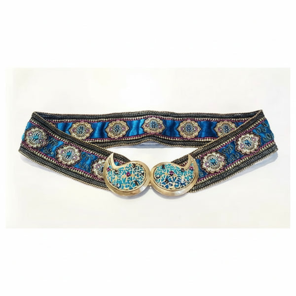1970S Yves Saint Laurent "Moroccan Collection" Paisley Stone Metal Buckle Belt - STYLE-CHNGR