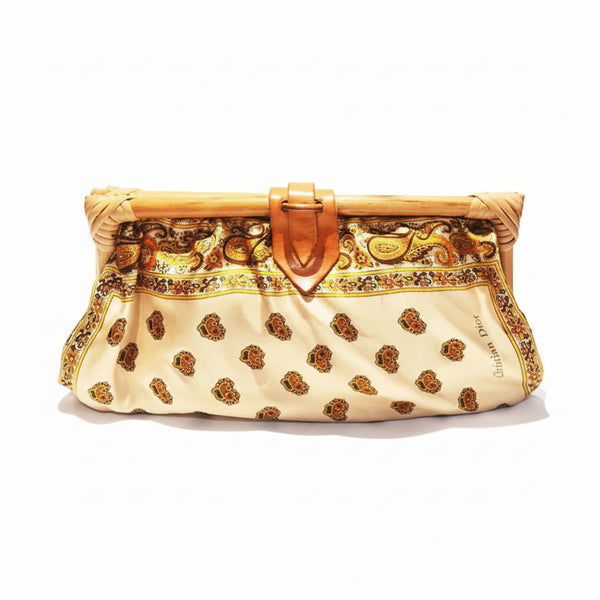 1970s CHRISTIAN DIOR SILK BOHEMIAN PAISLEY BAMBOO CLUTCH BAG - STYLE-CHNGR
