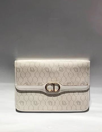 1980s CHRISTIAN DIOR WHITE Monogram Envelope CLUTCH BAG - STYLE-CHNGR
