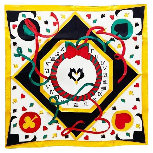 1980s ESCADA MULTICOLOUR ABSTRACT DECORATIVE SILK SCARF - STYLE-CHNGR