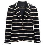 1980s ESCADA STRIPED VISCOSE BLAZER TUXEDO Blue White Blazer - STYLE-CHNGR