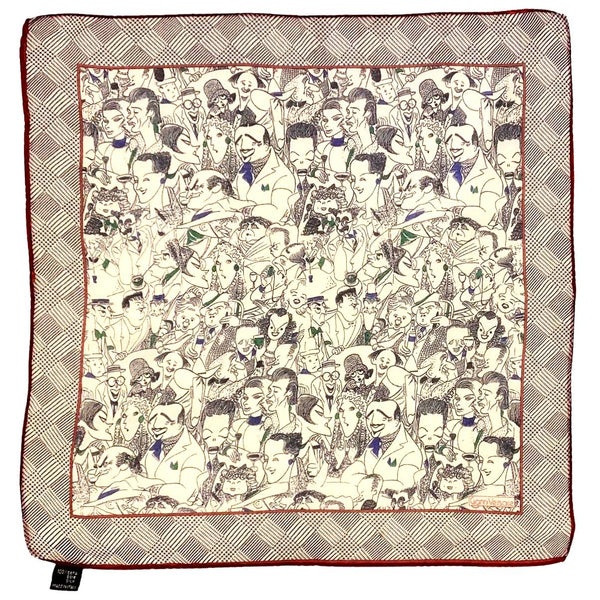1980s Gianni Versace Celebrity Caricature Chiffon Silk Neckerchief Scarf - STYLE-CHNGR