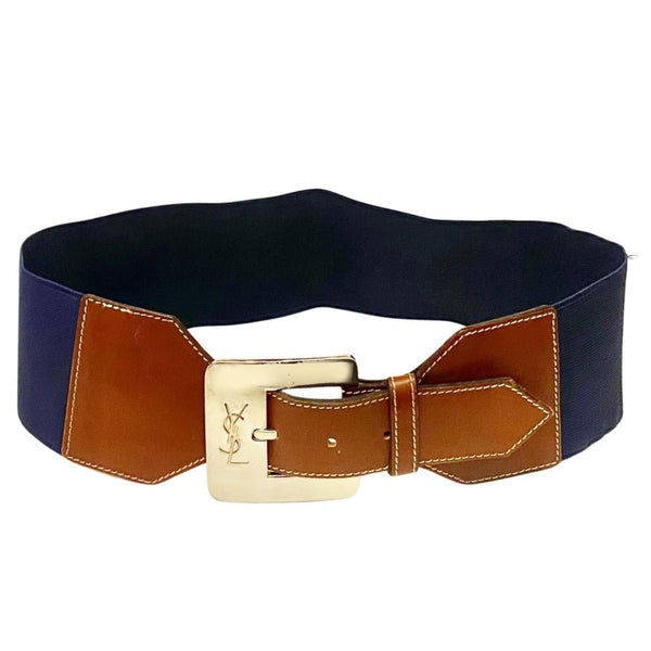 1980s YSL Yves Saint Laurent Elasticated  Leather  belt - STYLE-CHNGR