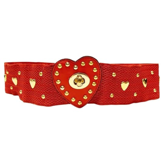 1980s Yves Saint Laurent Elasticated high Waist Belt with Heart Shaped Buckle - STYLE-CHNGR