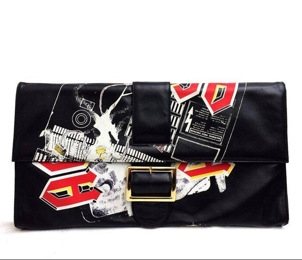 1990S Dolce & Gabbana Rock  Band Black Large Envelope Bag 