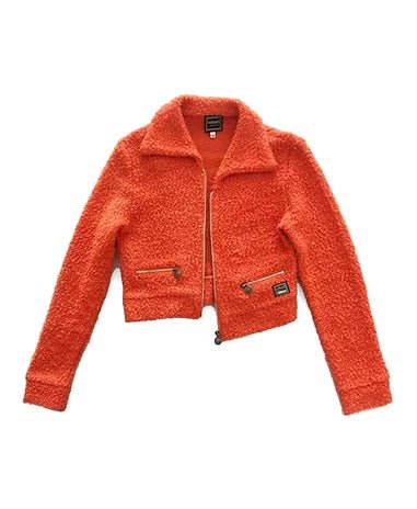 1990s VERSACE ORANGE CROPPED Cotton Blend Medusa Zipped JACKET - STYLE-CHNGR
