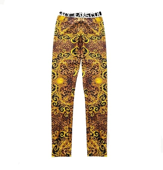 1990s Gianni Versace Couture Baroque Print Stretch Jersey Leggings - STYLE-CHNGR