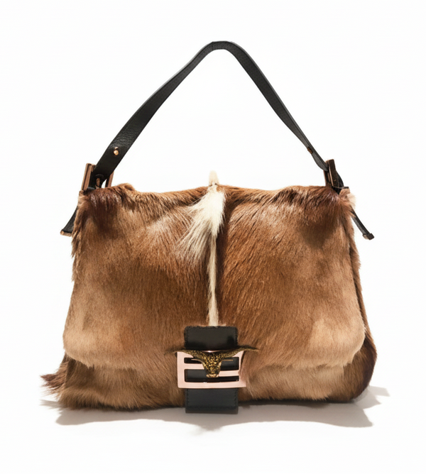 2000S Fendi Buffalo Fur Mama Baguette Shoulder Bag - STYLE-CHNGR
