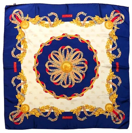 2000s BURBERRY'S HAYMARKET CHECK NOVA BLUE SILK LARGE SCARF - STYLE-CHNGR