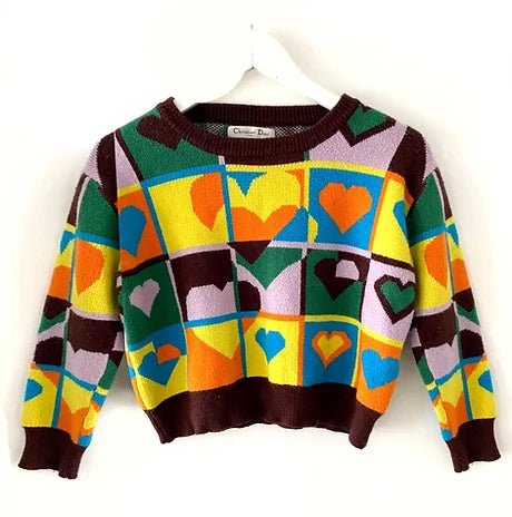 2000s CHRISTIAN DIOR HEART PRINT CROPPED JUMPER - STYLE-CHNGR
