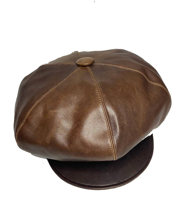 2000s Christian Dior Brown Leather newsboy flat cap hat - STYLE-CHNGR