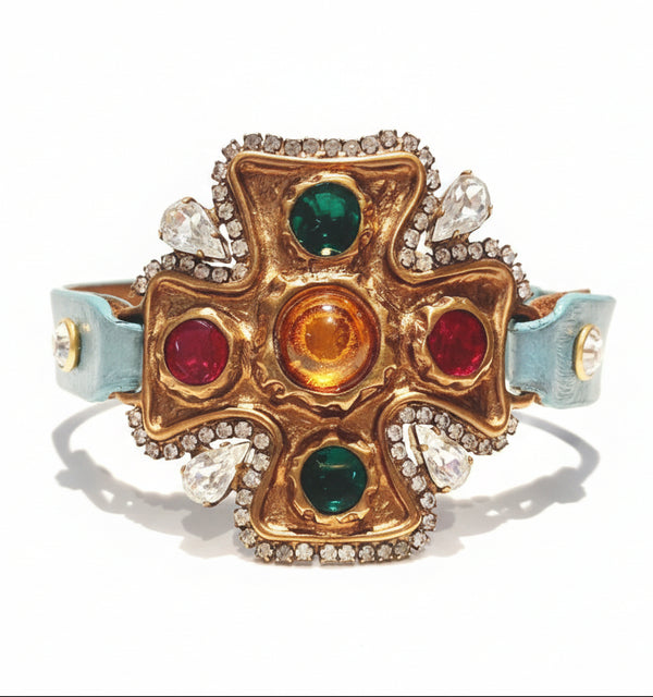 2000s Dolce & Gabbana Flower Crystals Jeweled Bracelet 