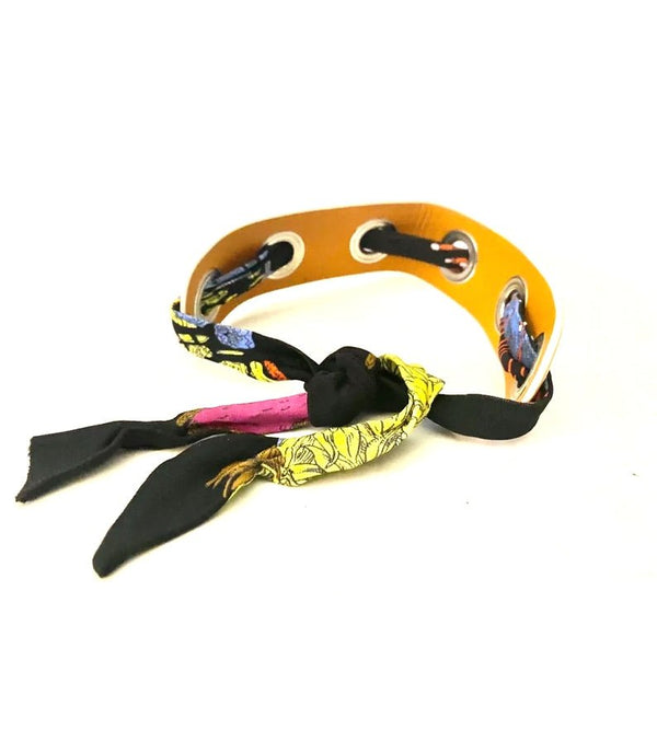 2000s Emilio Pucci Orange Leather and Cloth Abstract Collar - STYLE-CHNGR