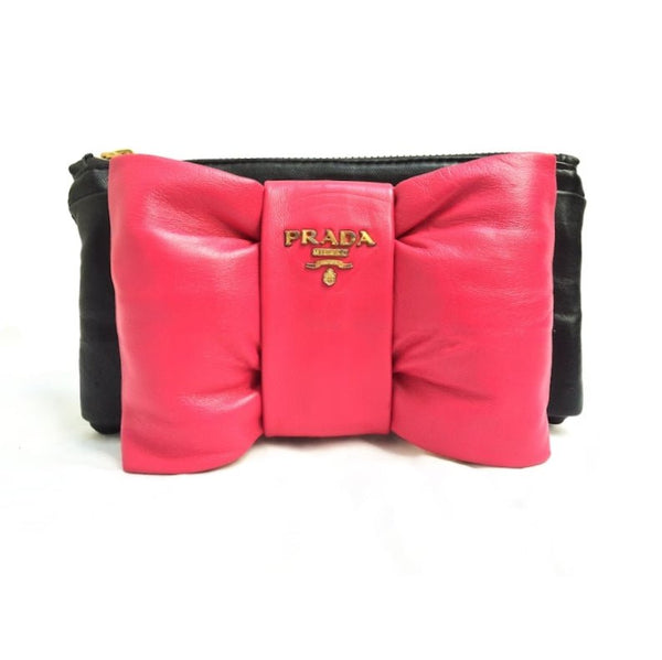 2000s Prada Fiocco  Ribbon PInk Nappa Leather Purse Handbag - STYLE-CHNGR