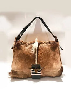 2000s FENDI BUFFALO FUR MAMA BAGUETTE SHOULDER BAG - STYLE-CHNGR