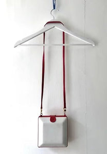 1980s GUCCI LEATHER Red Square  BOX CLUTCH BAG - STYLE-CHNGR
