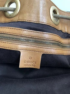 1990s GUCCI DENIM LEATHER BUCKET BAG - STYLE-CHNGR