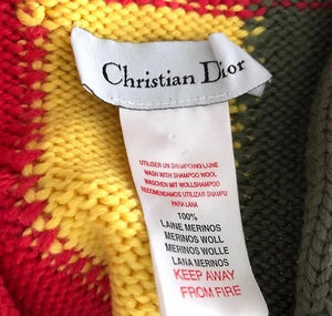 2000s CHRISTIAN DIOR RASTA COLLECTION MERINOS WOOL LOGO FRINGE SCARF - STYLE-CHNGR