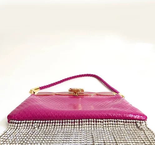 GUCCI BROADWAY SWAROVSKI FRINGED WATERSNAKE CLUTCH BAG - STYLE-CHNGR