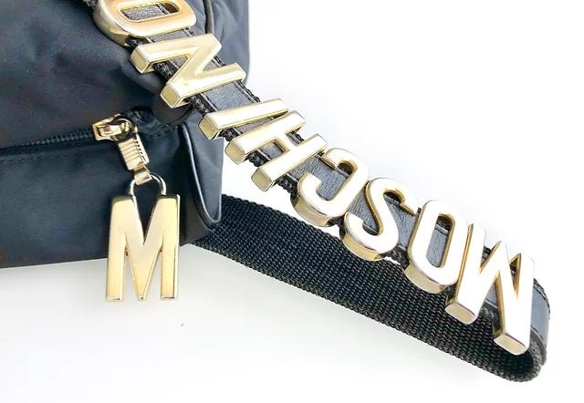 1980s MOSCHINO LOGO LETTERING NYLON BUCKET BAG - STYLE-CHNGR