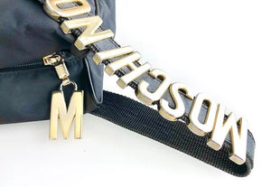 1980s MOSCHINO LOGO LETTERING NYLON BUCKET BAG - STYLE-CHNGR