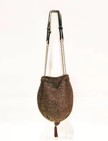 1990s PRADA GOLD Beaded CRYSTAL MINI  Evening pouch BAG - STYLE-CHNGR