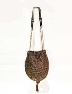1990s PRADA GOLD Beaded CRYSTAL MINI  Evening pouch BAG - STYLE-CHNGR