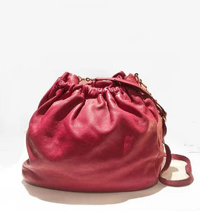 2000s miu miu STRAWBERRY PINK OVERSIZE SLOUGH LEATHER HOBO BAG - STYLE-CHNGR