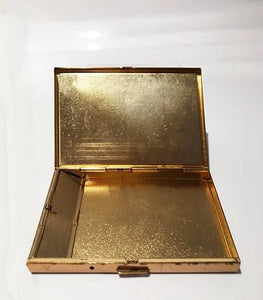 1980s GUCCI METAL LACQUERED SMOKING Black GOLD TONE Logo BOX - STYLE-CHNGR