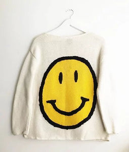 1990s MOSCHINO ACID FACE HEART KNITTED SWEATER - STYLE-CHNGR