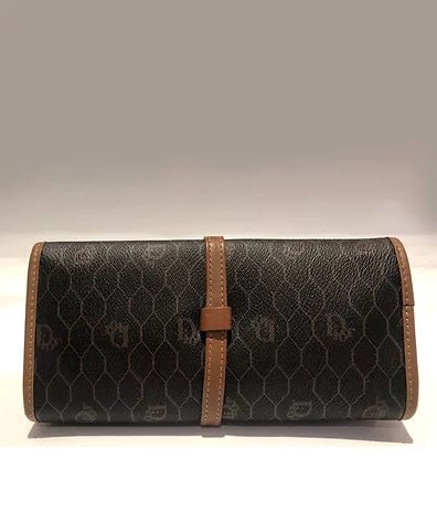 1980s CHRISTIAN DIOR MONOGRAM JEWELLERY WRAP LEATHER PURSE - STYLE-CHNGR