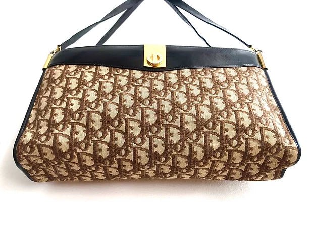 1980s CHRISTIAN DIOR BROWN MONOGRAM  OBLIQUE SHOULDER BAG - STYLE-CHNGR