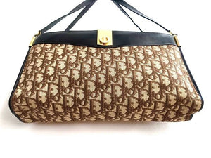 1980s CHRISTIAN DIOR BROWN MONOGRAM  OBLIQUE SHOULDER BAG - STYLE-CHNGR