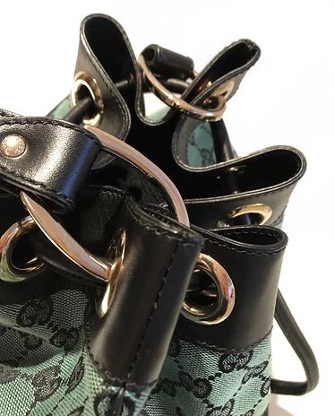 2000s GUCCI GREEN MONOGRAM BUCKET BAG - STYLE-CHNGR