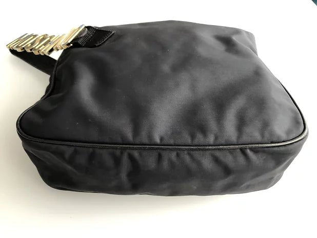 1980s MOSCHINO LOGO LETTERING NYLON BUCKET BAG - STYLE-CHNGR