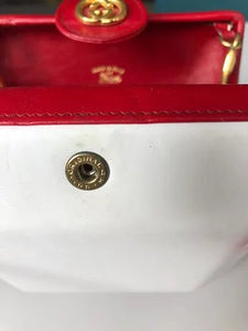 1980s GUCCI LEATHER Red Square  BOX CLUTCH BAG - STYLE-CHNGR