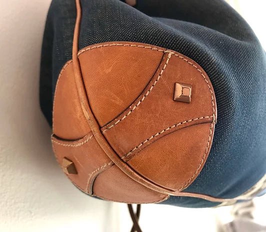 1990s GUCCI DENIM LEATHER BUCKET BAG - STYLE-CHNGR