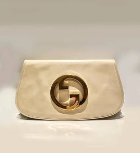 1980s GUCCI BLONDIE UNICORN INTERLOCKING GOLD LOGO CLUTCH BAG