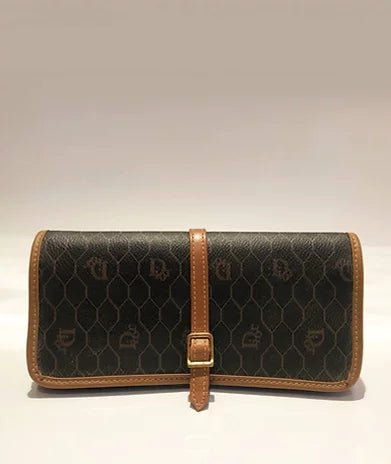 1980s CHRISTIAN DIOR MONOGRAM JEWELLERY WRAP LEATHER PURSE - STYLE-CHNGR