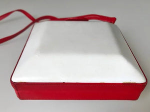 1980s GUCCI LEATHER Red Square  BOX CLUTCH BAG - STYLE-CHNGR