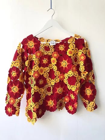 1990s MOSCHINO CROCHET SMILEY ACID FACE JUMPER - STYLE-CHNGR