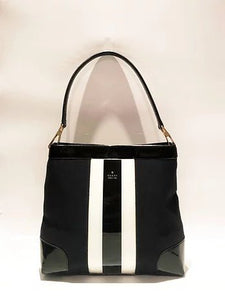 2000s GUCCI PATENT LEATHER STRIPE TOTE BAG - STYLE-CHNGR