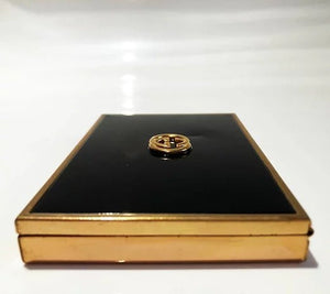 1980s GUCCI METAL LACQUERED SMOKING Black GOLD TONE Logo BOX - STYLE-CHNGR