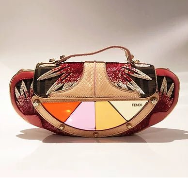 FENDI Brown/pink Gold Zucca Mirror Vanity Mini Clutch Shoulder Bag - STYLE-CHNGR
