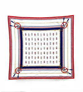 1980s GUCCI NAUTICAL PRINT COTTON SQUARE NECK SCARF - STYLE-CHNGR