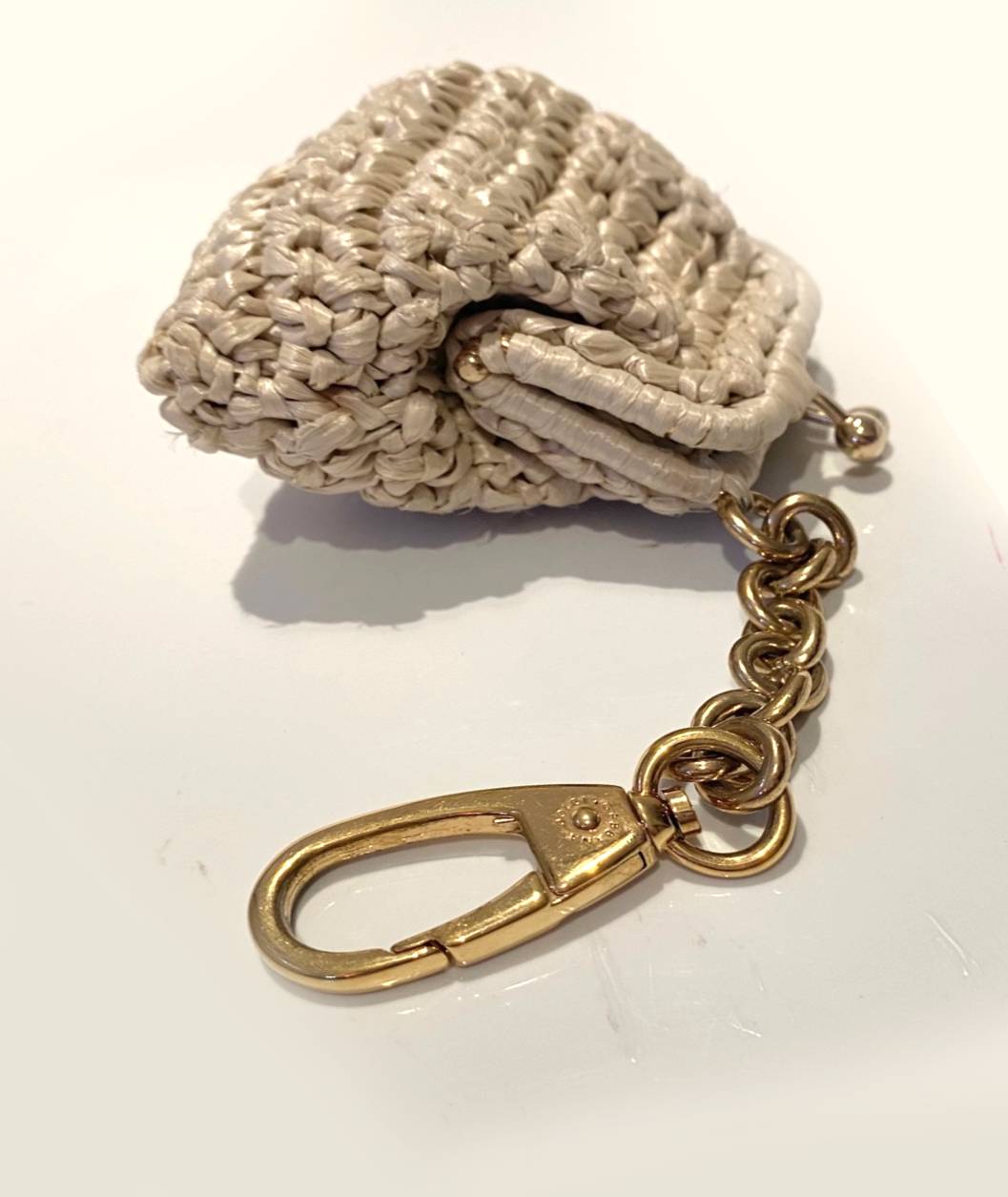 2000s Dolce & Gabbana Zip Coin Wicker Purse Key Ring - STYLE-CHNGR