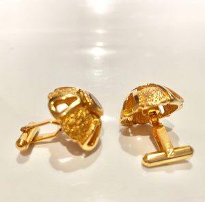 1980s Christian Dior Gold Plated Tiger's Eye Cufflinks - STYLE-CHNGR