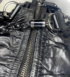 2000s Tom Ford for Gucci Black GG Black Leather Abbey Medium Shoulder Bag - STYLE-CHNGR